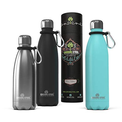 Reusable Stainless Steel Water Bottle with Carrier Holder | Double Wall Vacuum Insulated Bottle for Adults & Kids