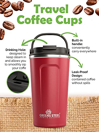 Stainless Steel Double Wall Insulated Coffee Mug with Lid and Handle 350  ml 480 ml